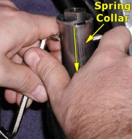 Pulling down the spring collar