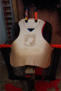 Beginning stages of leather tank forming