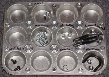 Muffin tin nut/bolt sorter