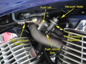 Fuel pressure regulator attached to fuel rail