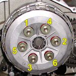Clutch bolt torqueing pattern
