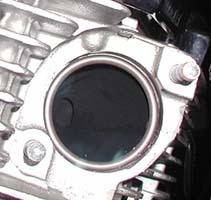 Front exhaust port with new gasket in place
