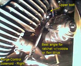 Left side access to the purge control solenoid