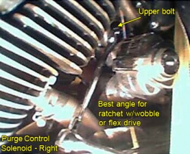 Left side access to the purge control solenoid