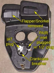 Back of VTX 1800 airbox w/ PAIR inlet plugged