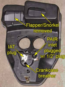 Back of VTX 1800 airbox w/ PAIR inlet plugged