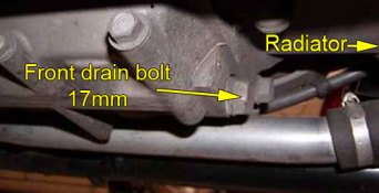 Front drain bolt