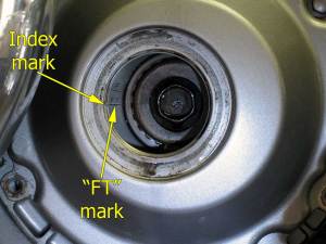 FT mark for adjusting valves on front cylinder
