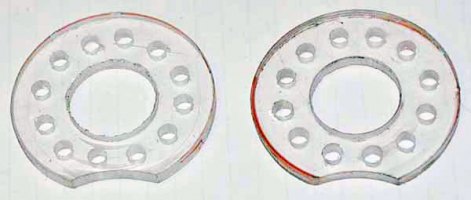 LED holes drilled in plexiglas donuts