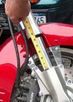 Progressive Goldwing spring showing 5.5 inches of fork tube