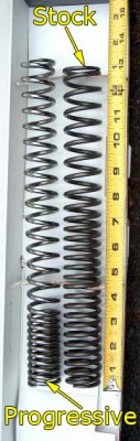 Stock spring next to Progressive Goldwing spring