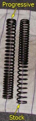 Stock spring next to Progressive VTX spring