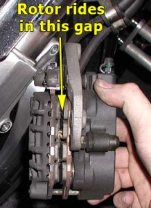 Rotor gap in brake caliper
