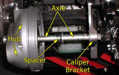 Rear axle installed without wheel